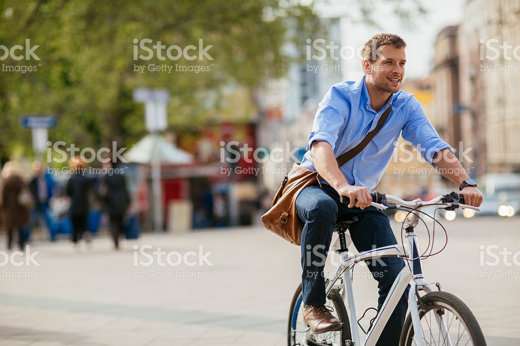 man biking