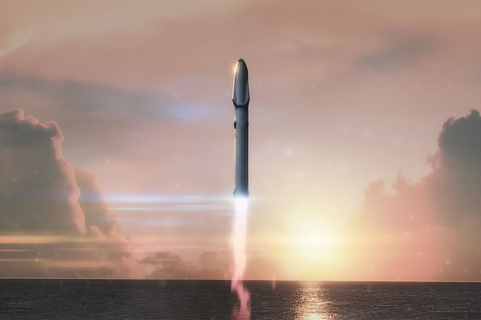 Artist S rendering of the big Falcon rocket